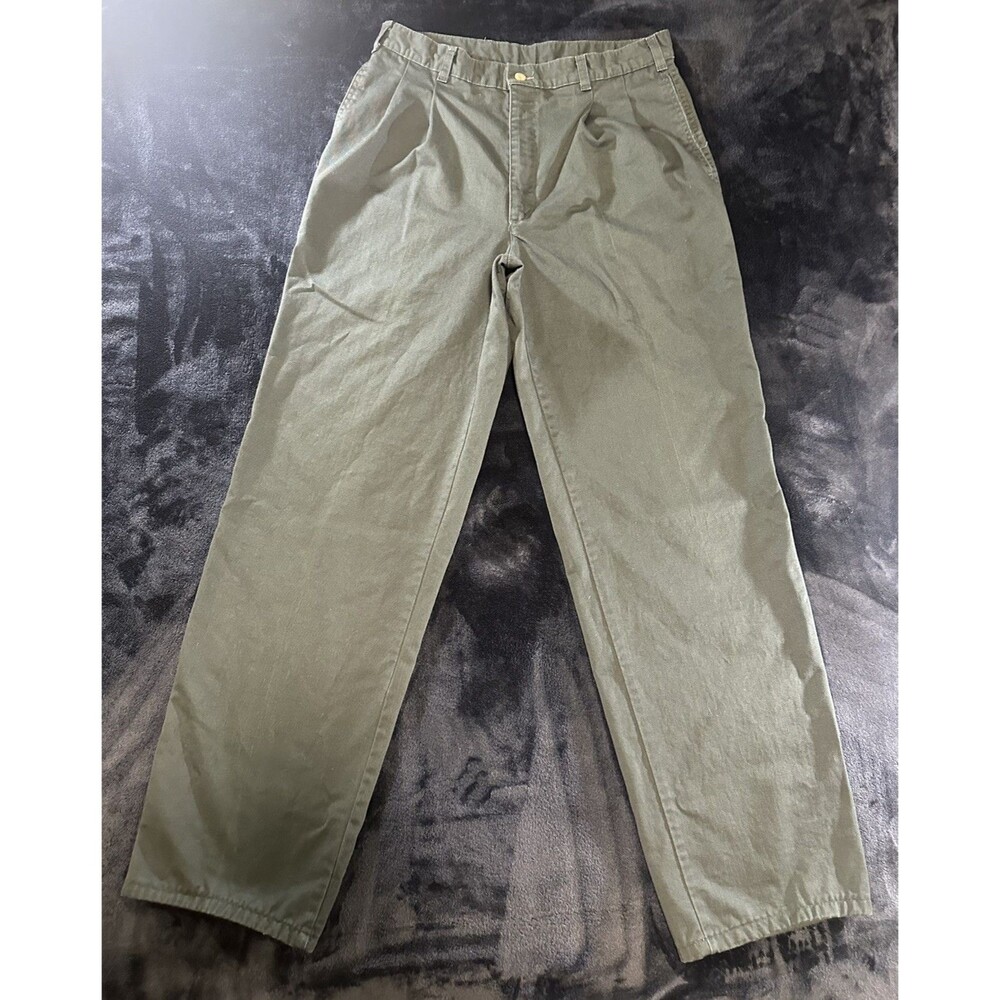 Vintage Dockers Levi's Pleated Chinos Pants Men's 32x32 Olive Green 90s Cotton
